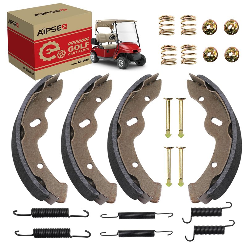 AIPSET Golf Cart Brake Shoes and Spring Kit Compatible with EZGO TXT & Medalist 1997-2008, Workhorse 1997-2012, Yamaha G14, G16,G19 1995-2002, Replace OEM# 27943G01, 70794G01, 70795G01
