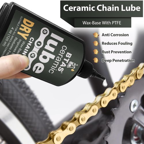 BTAS Dry Bike Chain Wax Lube - 4 oz Ceramic Nanoparticle & PTFE Bicycle Chain Lubricant for Road & MTB