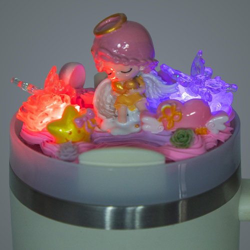 foci cozi Compatible with Stanley Cup Lid Accessories Charms,Angel Sparkling Flower Charms for Stanley Cups H2.0 Accessories 30oz 40oz (Angel Pink, 30oz)