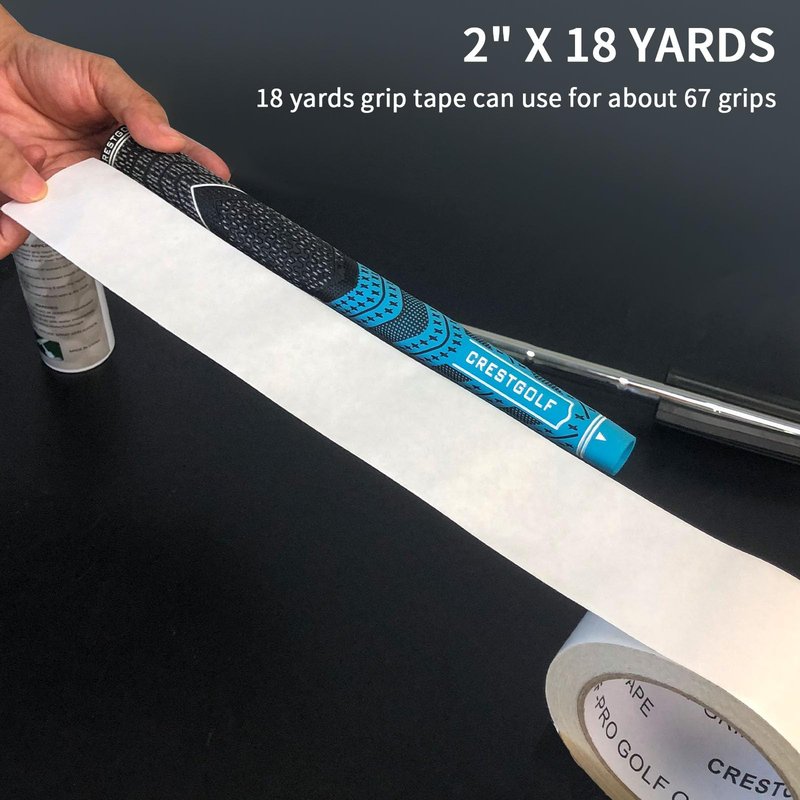Crestgolf Golf Grip Tape Roll 2" x 18 Yards, Premium Solvent Activated Double Sided Adhesive Strips for Regripping Golf Clubs, Upgrade 1.2U Thickened Double Sided Tape