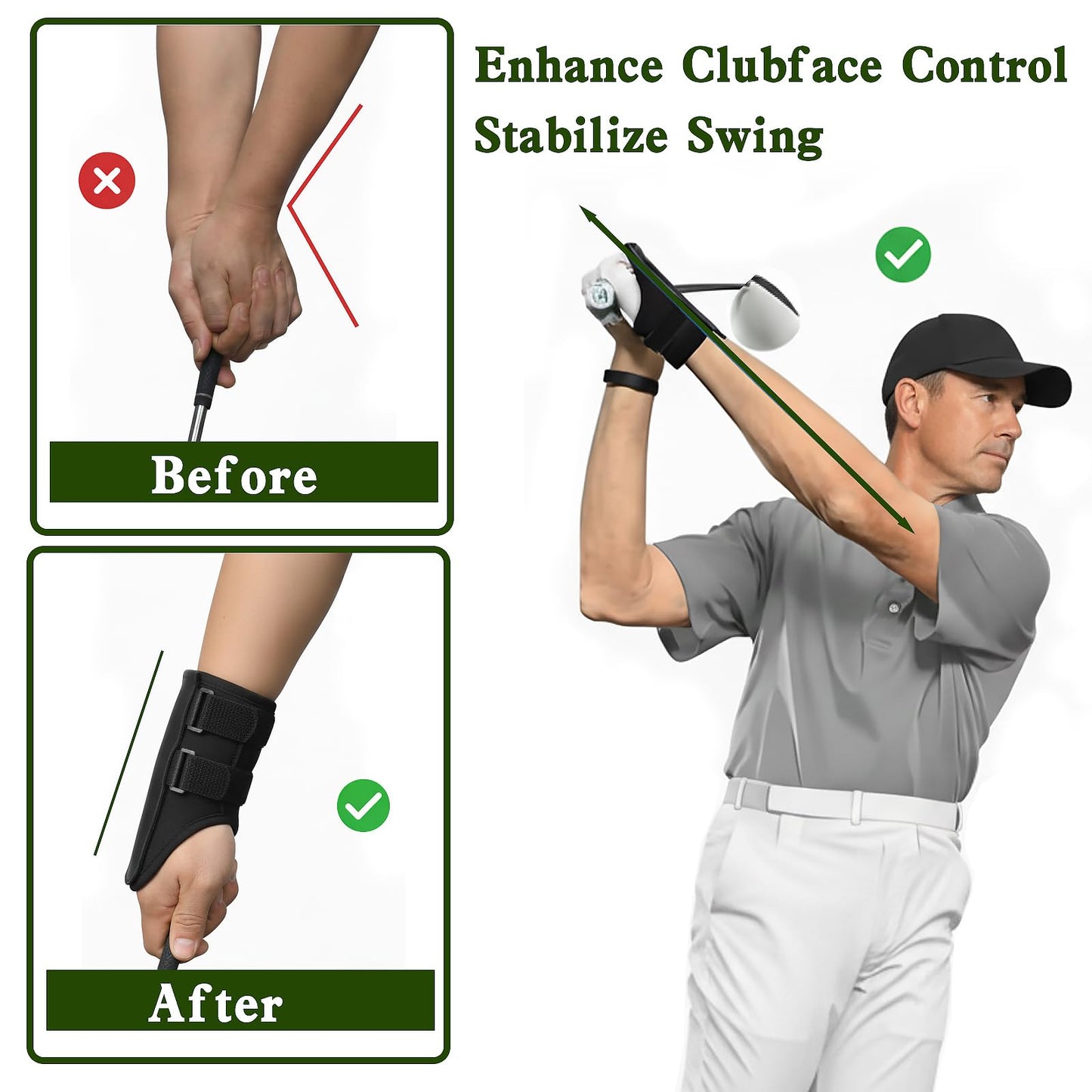 MIKIPLUM Golf Training Kit with Arm Band, Wrist Strap & Grip Trainer, Golf Wrist Training Aid for Swing Alignment, Muscle Memory and Warm-Up, Indoor/Outdoor Gift for Beginners, Men & Women