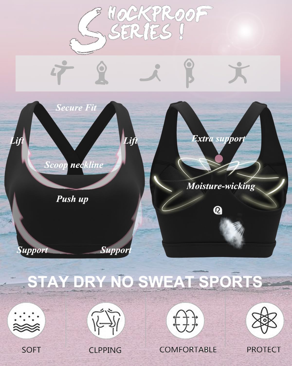 RUNNING GIRL High Support Sports Bra - Molded Cup Racerback Design for Women | Perfect for Workouts
