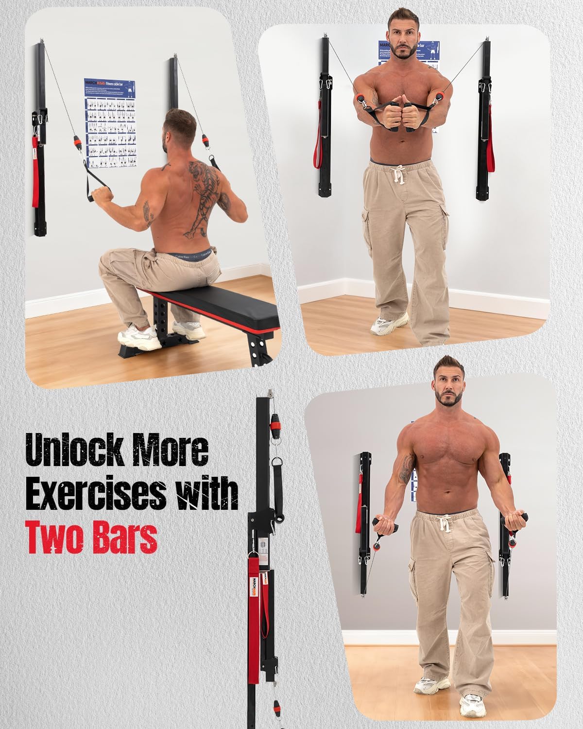 Wall-Mount Cable Machine by [Brand Name] - Adjustable Resistance Home Gym Equipment for Full Body Strength & Toning