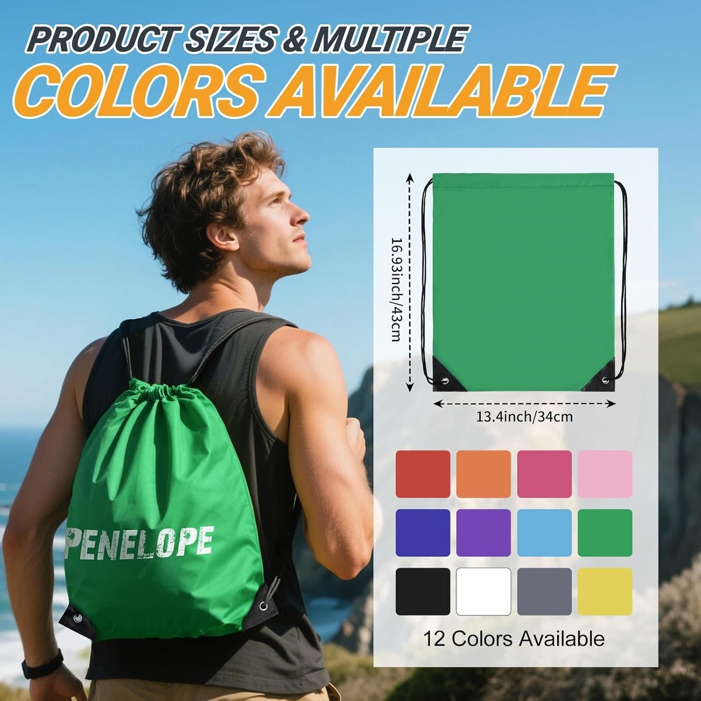 Skiennix Custom Drawstring Bags - Personalized Logo Pouches in Bulk | 13.4”x17” Size