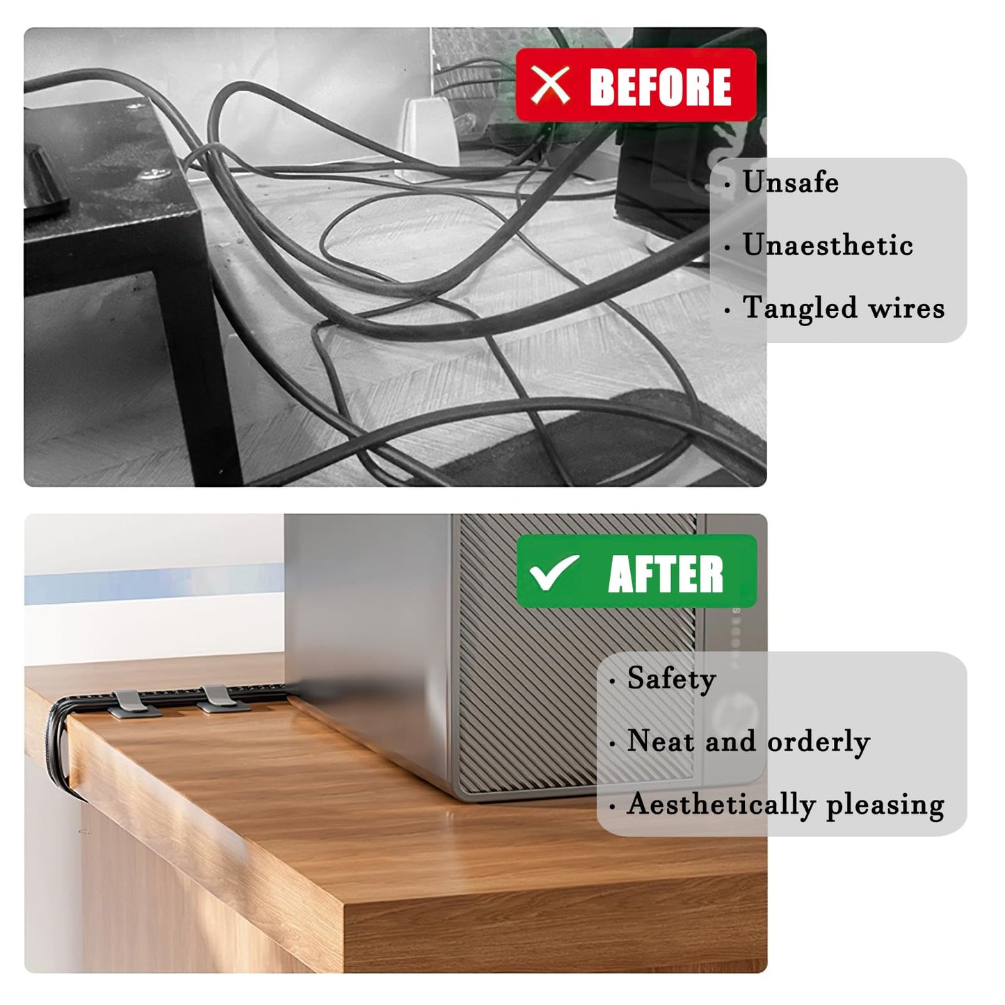 80PCS Hook and Loop Cable Straps, Cable Management Under Desk, Self Adhesive Cable Ties, Reusable Wire Organizers for Cords, Adjustable Cord Organizers for Desk, Home Office Essentials, Black