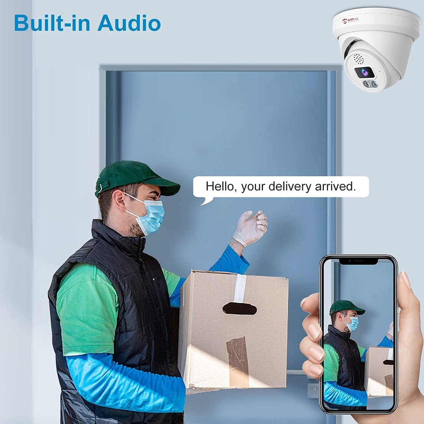 Anpviz 4K POE IP Camera, 8MP(3840x2160) POE Turret Surveillance Security Camera Outdoor with Human/Vehicle Detection, 100ft Smart Color Night Vision, Up to 256GB SD Card, Built in Mic (U Series)