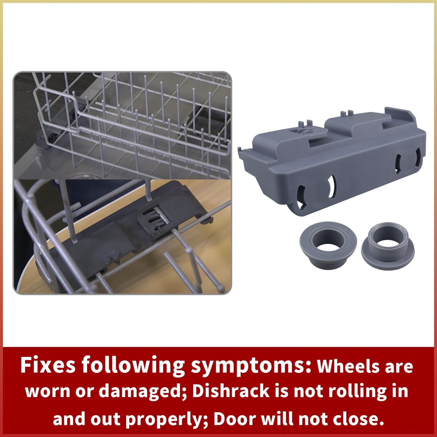 2 Pack WD28X27241 Dishwasher Lower Rack Wheels and Carrier Kit Replacement Part Compatible with GE Dishwasher Baskets Roller Assembly L and R Side,Replaces for WD12X10439 WD12X10438 WD12X10446