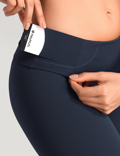 HeyNuts Workout Pro Extra Long Leggings for Tall Women, High Waisted Athletic Tummy Control Leggings Soft Yoga Pants 31'' True Navy M(8/10)