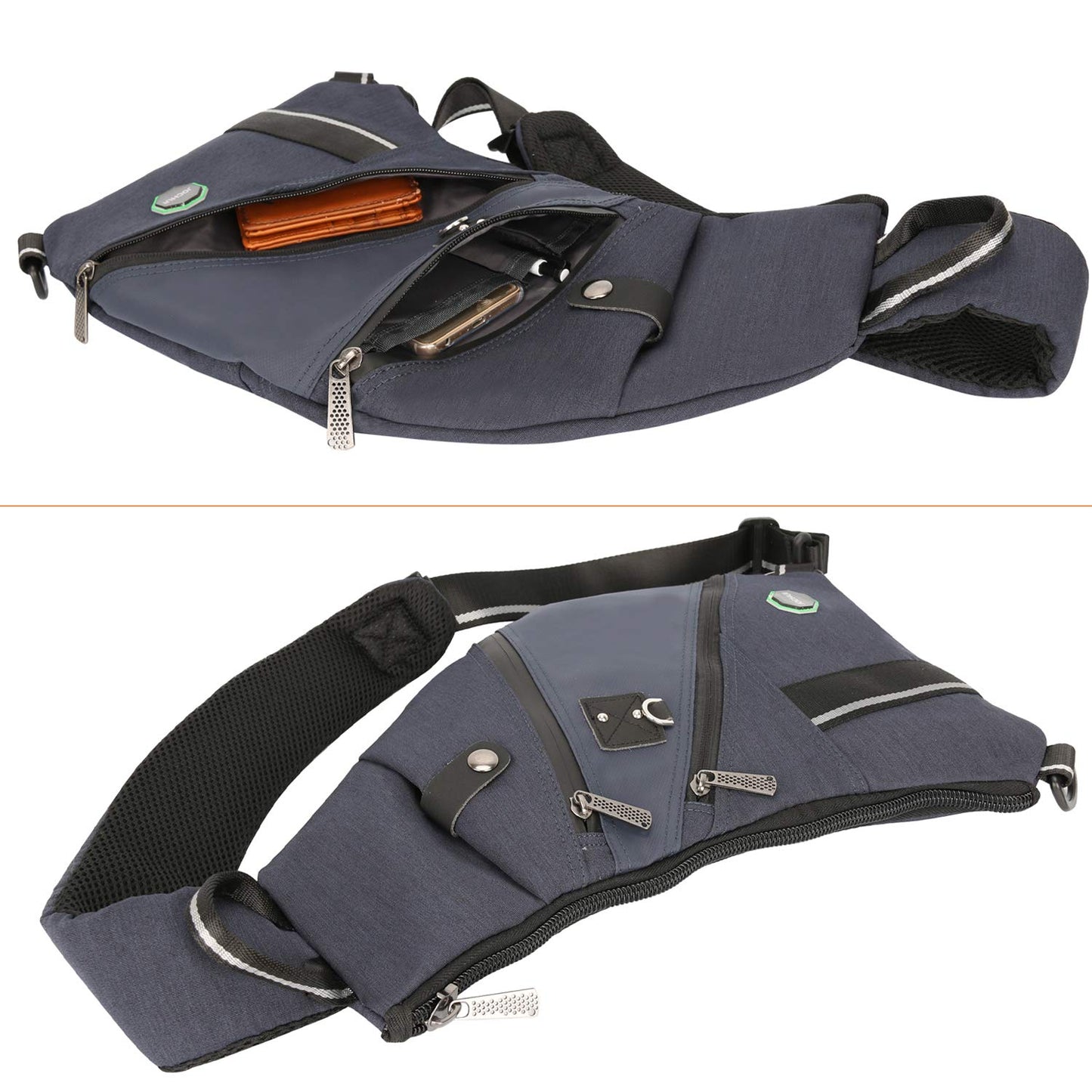Vanlison Nylon Crossbody Sling Bag Backpack Chest Shoulder Bag for Men Women (C-Navy)
