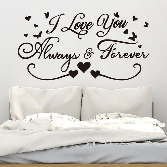 AnFigure Love Quotes Wall Stickers: Inspirational Vinyl Art Couples Wall Decals for Home Bedroom Bathroom Living Room - I Love You Always & Forever 21"X11"