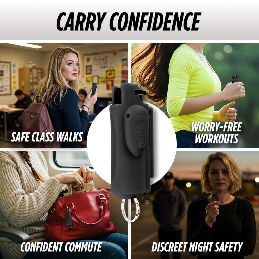 Guard Dog Security Pepper Spray Self Defense for Women, Men, OC Spray, AccuFire World’s Only Laser Sight Pepper Spray Keychain with Belt Clip for Quick Access, 16 Feet Range