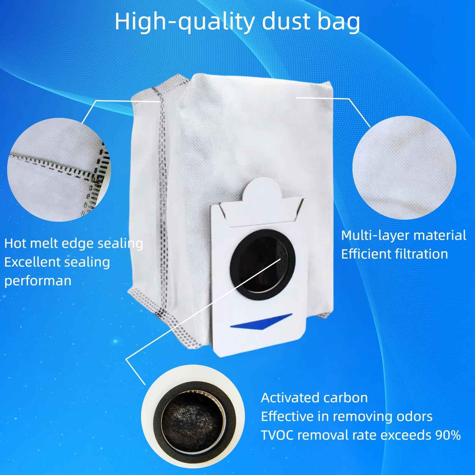 10 Pack Dust Bags Only Compatible With ECOVACS DEEBOT X2 COMBO / T30S COMBO / T30S COMBO COMPLETE Robot Vacuum Cleaner (Not Fit for Other T30 / T30s Models)