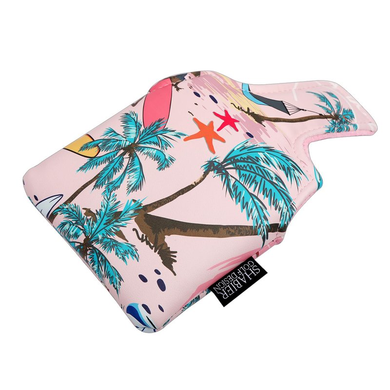 SHABIER Pink Large Mallet Golf Head Cover with Aloha Tropical Hawaii Surf Beach Design