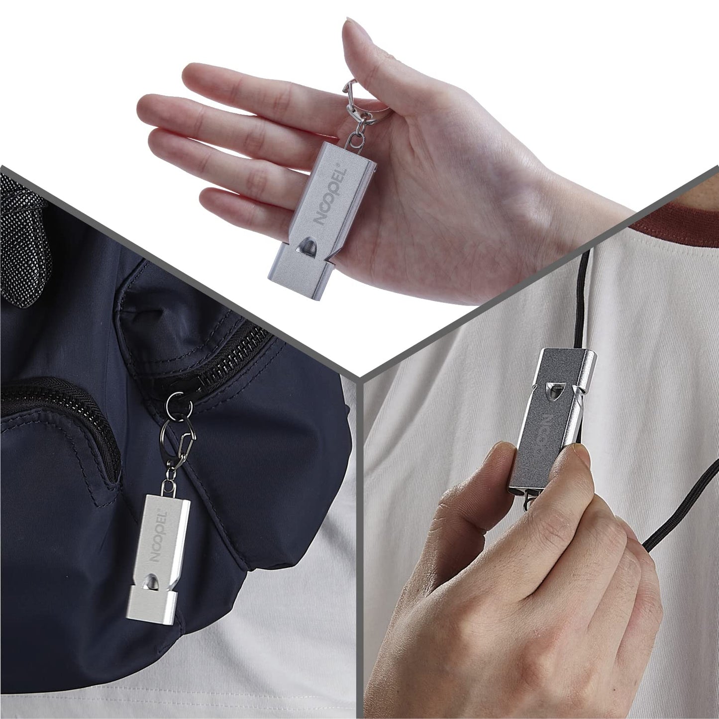 Whistle Emergency Noopel Three Tubes Survival Whistles 2 Pack with Lanyard for Hiking Camping Kayak Sports Outdoor Safety Kids Lifeguard Rescue Signaling (Silver)