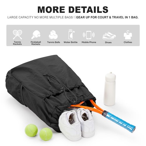 coofay Tennis Bags for Women Men Pickleball Bag Beach Tennis Racket Bag Drawstring Pickleball Tennis Backpack Badminton Bags