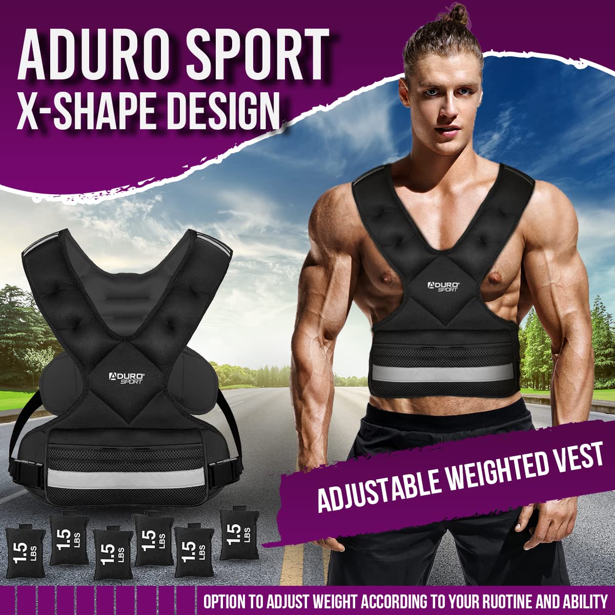 Adjustable Weighted Vest 4-10lbs/11-20lbs/20-32lbs/26-46lbs for Men, W