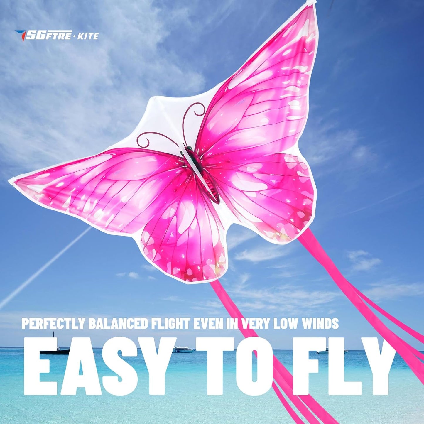 SGftre Butterfly Kite - Easy Flight Hand Kite for Kids & Adults | Perfect Outdoor Toy (Pink Dreamy Butterfly)