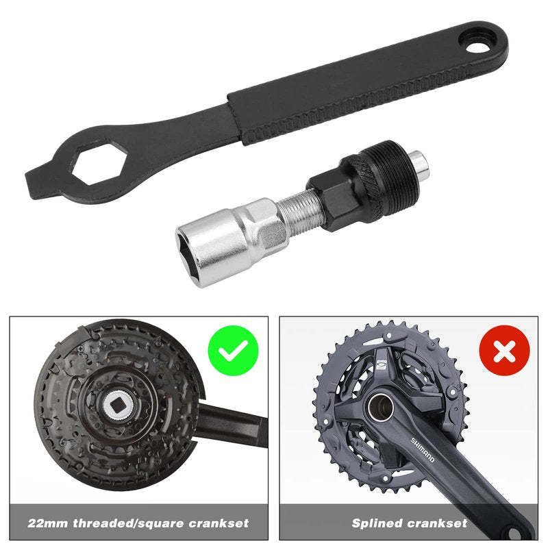 Oumers Bike Crank Puller Tool Set, Bike Crank Extractor Bike Bottom Bracket Remover 17mm 16mm 15mm Spanner Wrench Fit for Removing Bicycle Crank