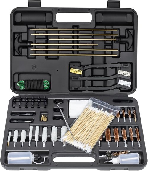 Gun Cleaning Kit - Universal All Caliber Rifle, Pistol & Shotgun Set with Brass Rods & Durable Case