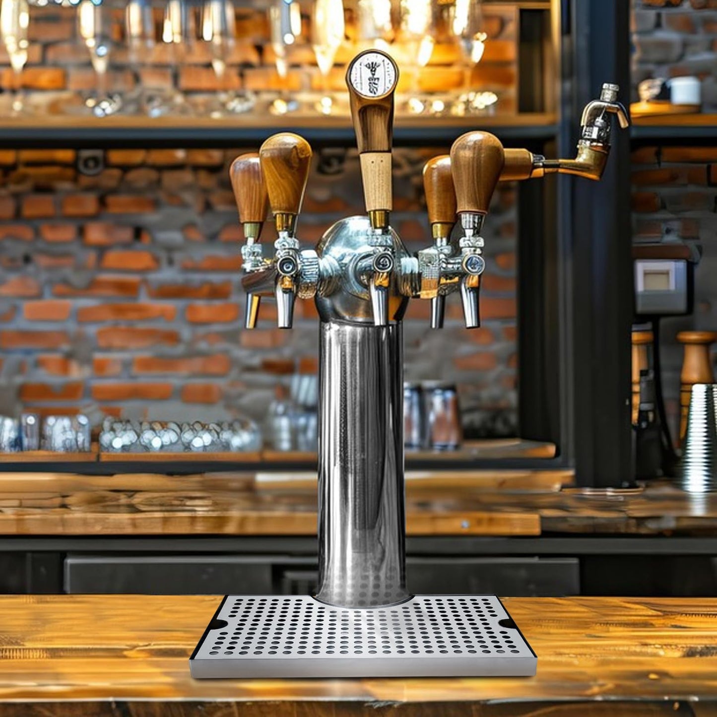 Beer Drip Tray, Beer Tap Drip Tray, Beer Keg Drip Tray, Easy to Clean Highly Polished Surface Drip Tray, Beer Tap Drip Tray with Non Slip Rubber pad 11.96 x 7.05 x 1.02 inches