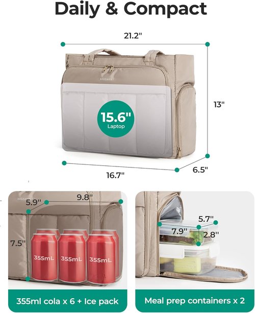 BAGSMART Tote Bag - Insulated Compartment Teacher Tote | Large Puffer Handbag for Work