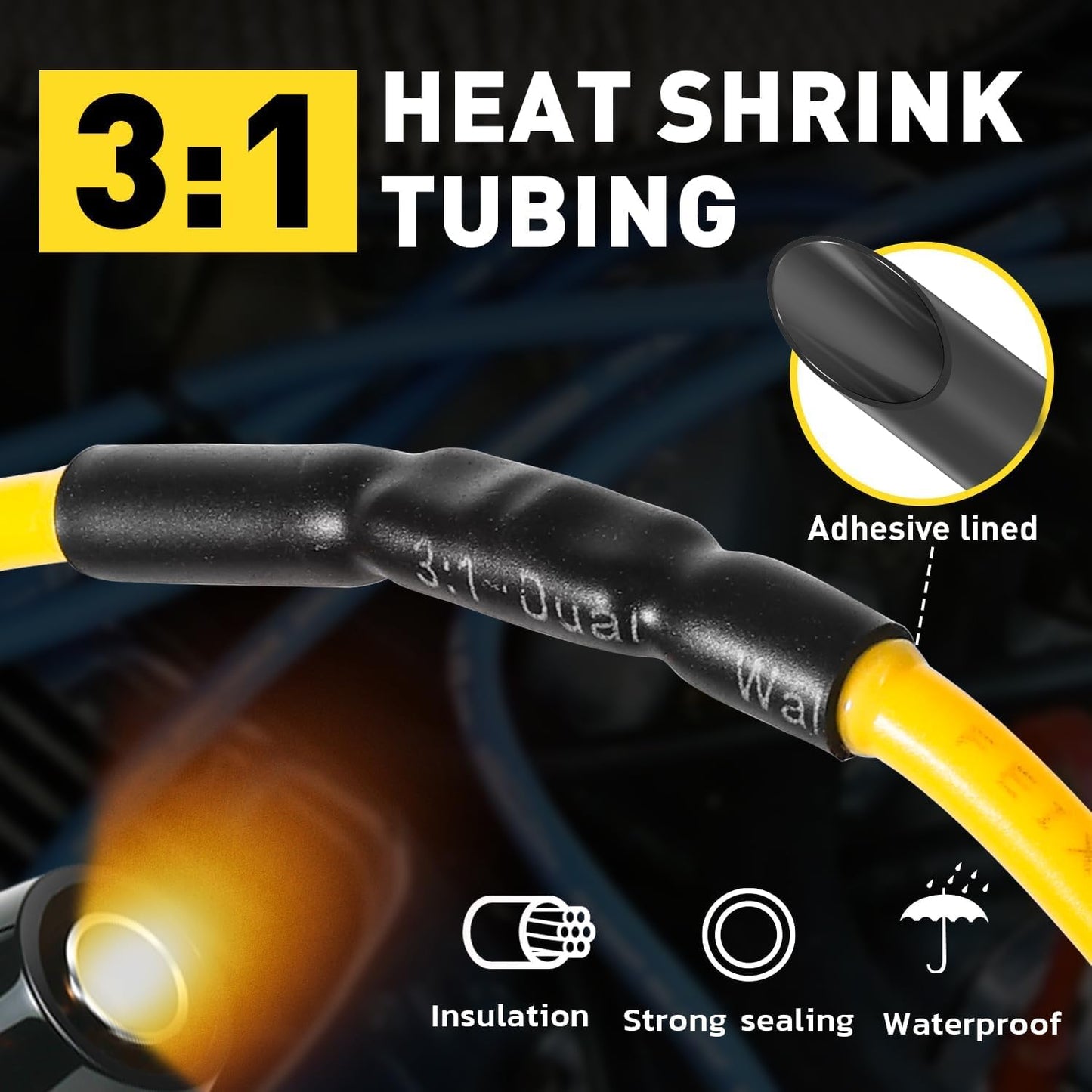 haisstronica 200PCS Non Insulated Butt Connectors Kit with Heat Shrink Tubing, AWG 22-16 Tinned Copper Seamless Butt Splice Terminals and 3:1 Shrink Tube for Automotive, Marine, Wiring Projects