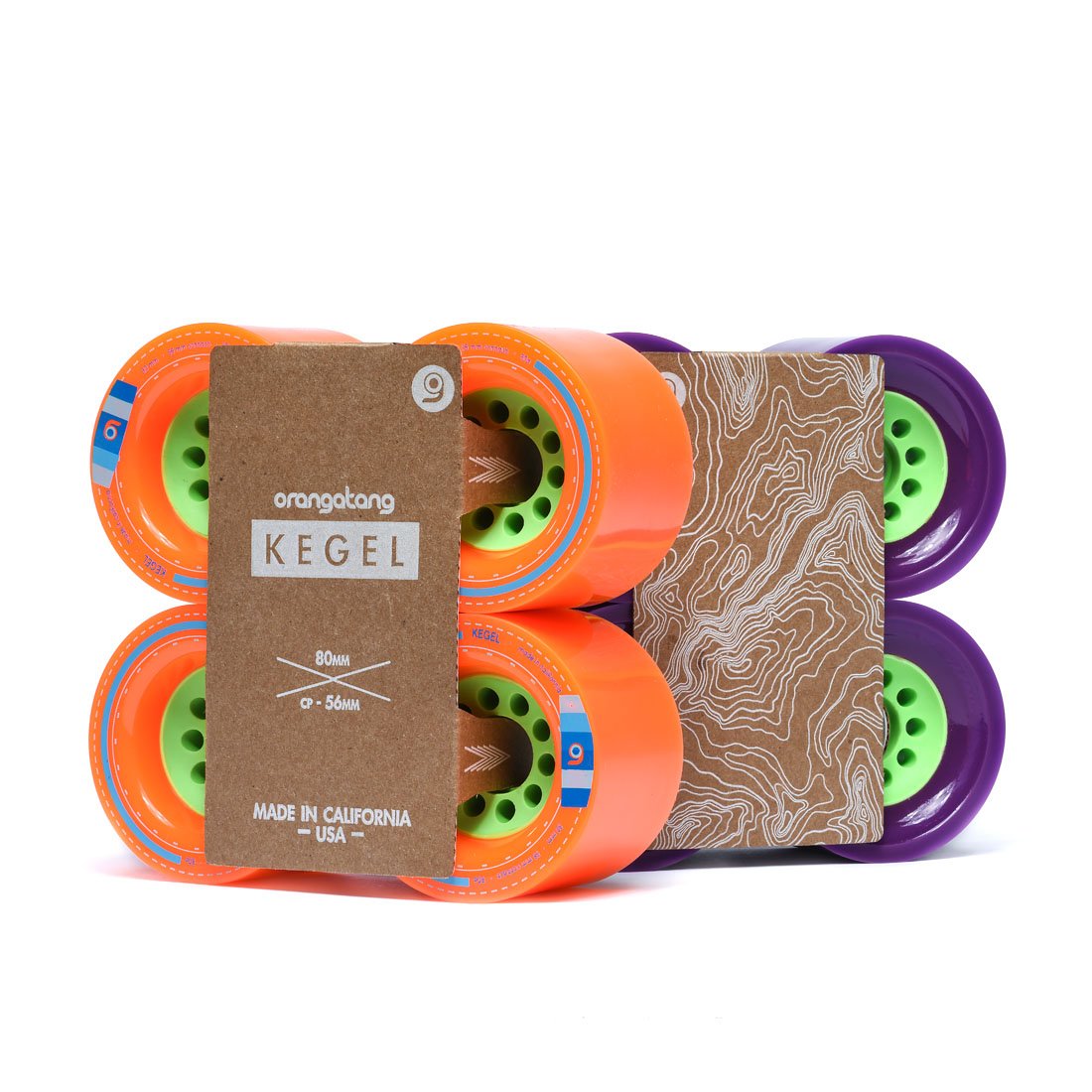 Orangatang Kegel 80 mm 80a Downhill Longboard Skateboard Cruising Wheels (Orange, Set of 4)