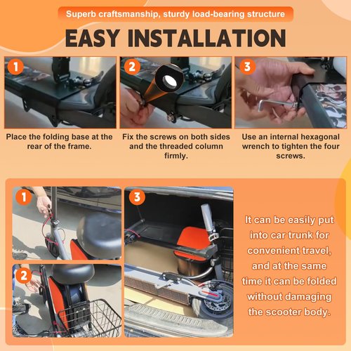 Kistrba Scooter Seat with 10L Large Storage Bag & Cup Holder, Compatible with Ninebot F20 F25 F30 F40, Enhanced Comfort & Convenience for Adults