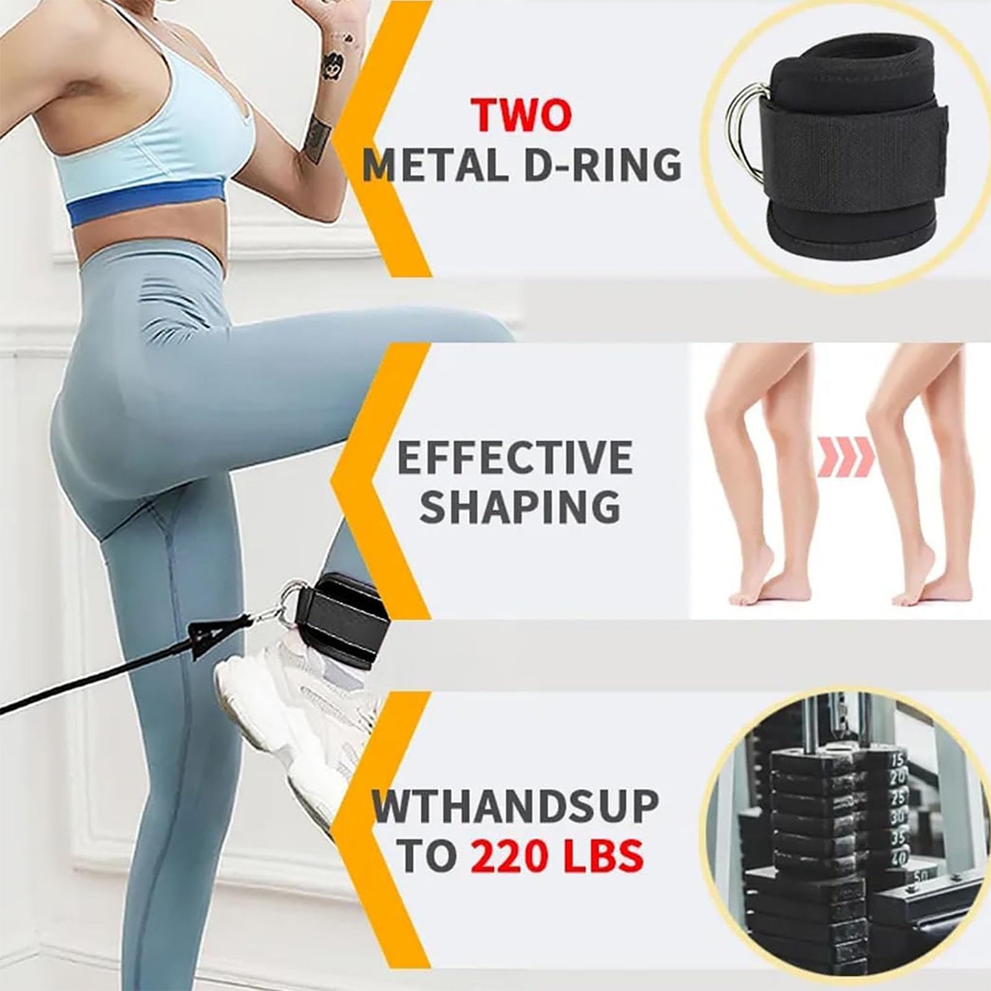 Ankle Straps Resistance Bands Wrist Cuffs Padded Adjustable 2Pcs