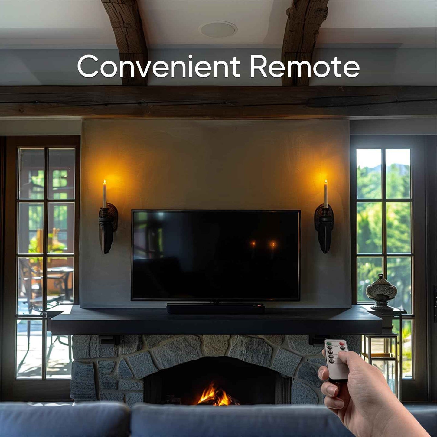 Homemory 6.7 Inches Flameless Taper Candles with Remote Timer Dimmer, Led Flameless Candlesticks Short Taper Candles, Flickering Battery Operated Candlesticks for Xmas Wedding Home Decor, Ivory, 6 Pcs