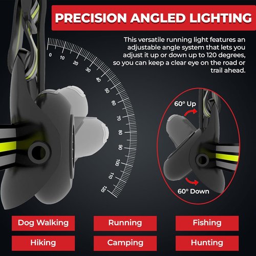 LUMEFIT Running Lights - Adjustable LED Chest Light with Yellow Reflective Vest for Night Safety | Rechargeable Jogging Gear