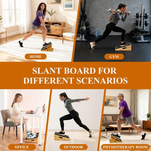 Professional Wooden Slant Board, Adjustable Incline Board and Calf Stretcher, Slant Board for Calf Stretching, Balance Stretch Board