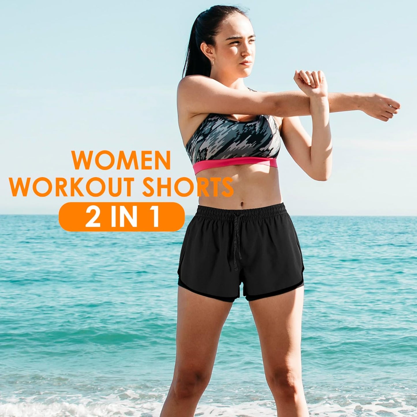 Yevrimow Women's 2-in-1 High-Waisted Running Shorts | Athletic Gym & Yoga Shorts with Liner Pockets