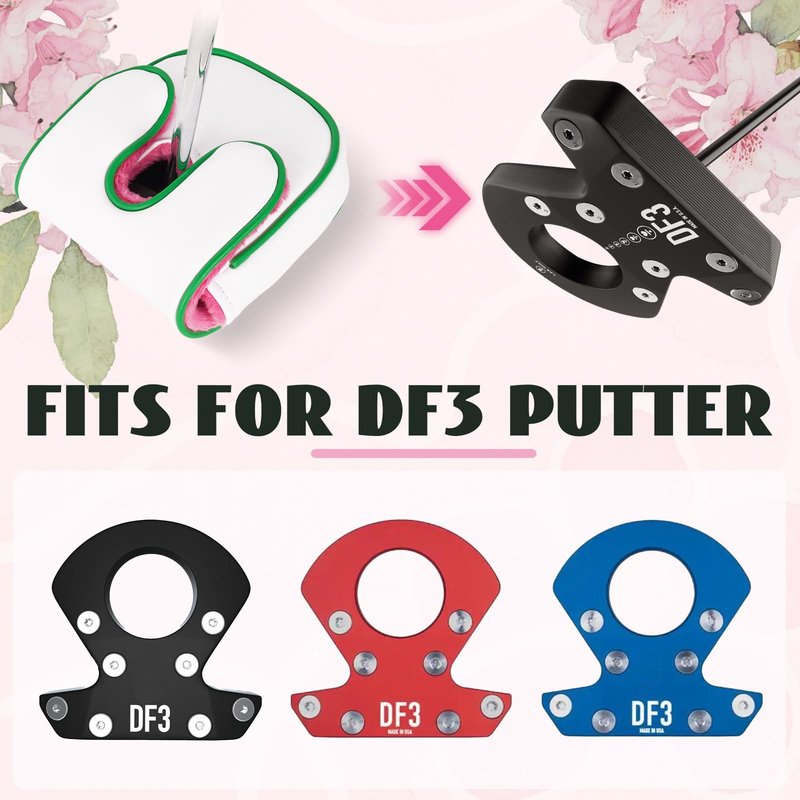 DF3 Putter Cover Magnetic Closure Azalea Embroidery Putter Headcover White/Pink