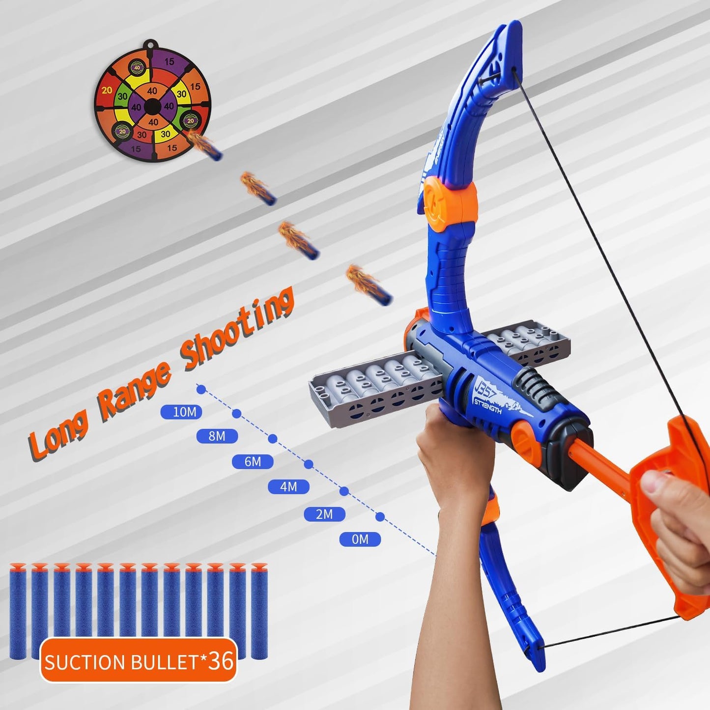 Skiennix Toy Bow and Arrow Set - 12-Dart Clip Foam Archery with 36 Darts, Goggles & Target | Blue Birthday Gift