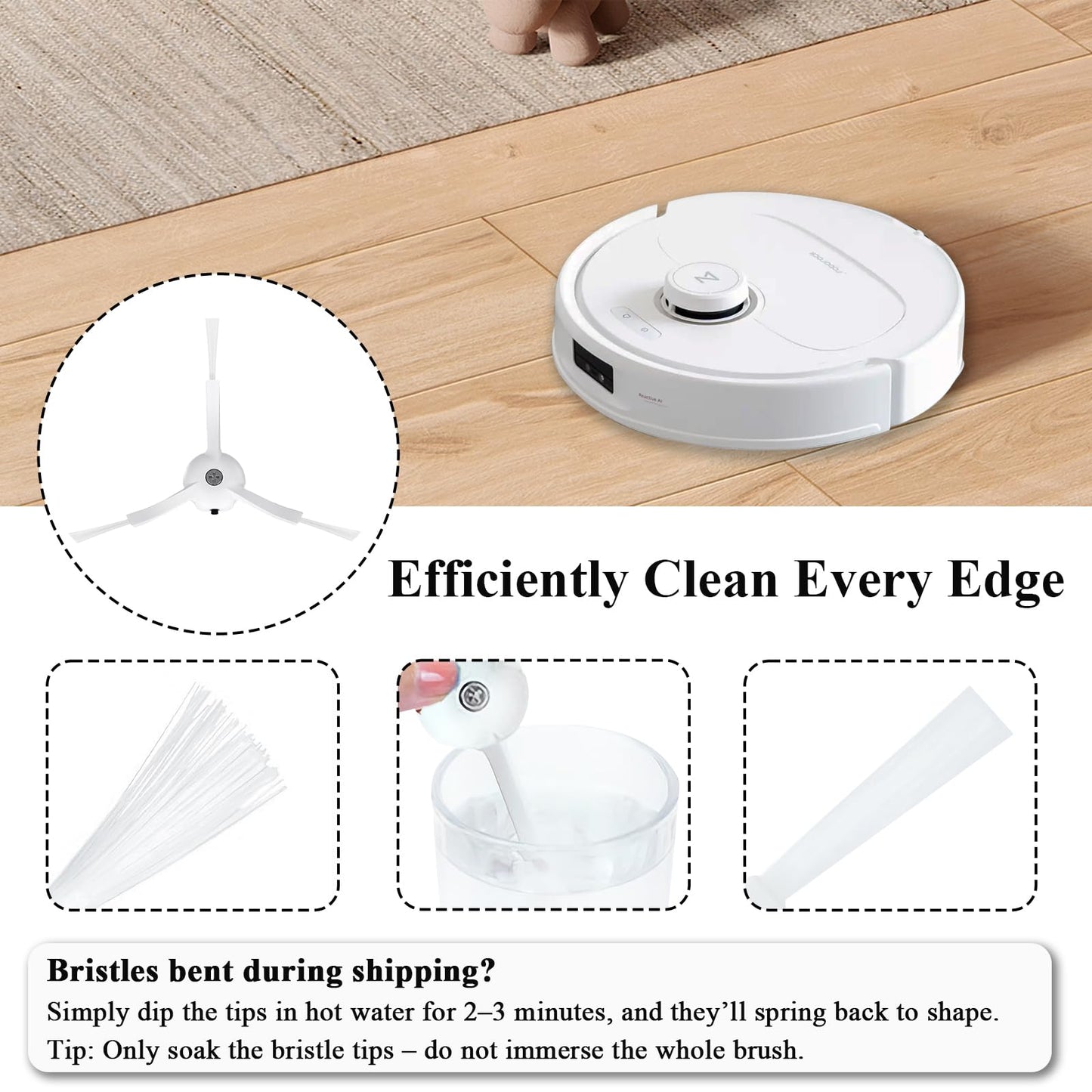 Soniicmomo Side Brushes Replacement Compatible with Roborock Q Revo/Qrevo S/Qrevo Pro/Qrevo Master/S8/S8+/ S8 Pro Ultra/Q5/Q7/Q7Max/Q8 Max/S7/S7 Max Ultra/S7 MaxV/S6/S5/S4/E2/E3/E4/E5 Robot Vacuum