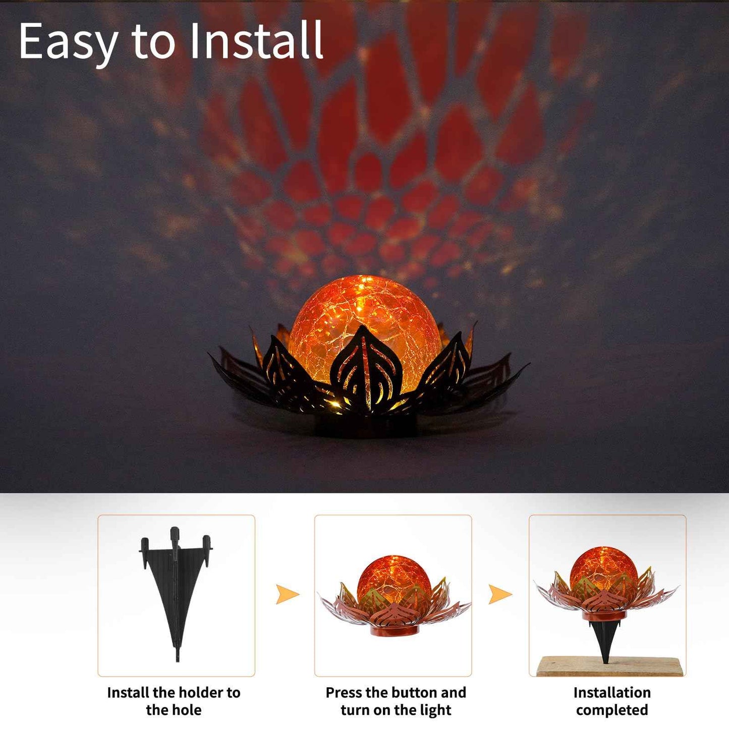 Lotus Flower Lamp Solar Garden Lights Yard Art Gardening Gifts for Women Waterproof Led Metal Flower Lights for Patio Porch Pathway Lawn Pond Outdoor Decorations