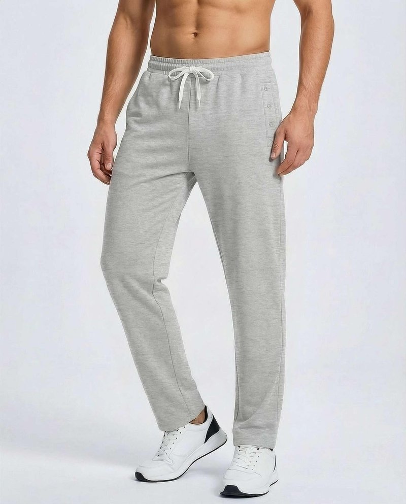 Real Essentials 3 Pack: Men's French Terry Open Bottom Sweatpants - Casual Lounge Comfort Gym with Pockets- Set 3,M