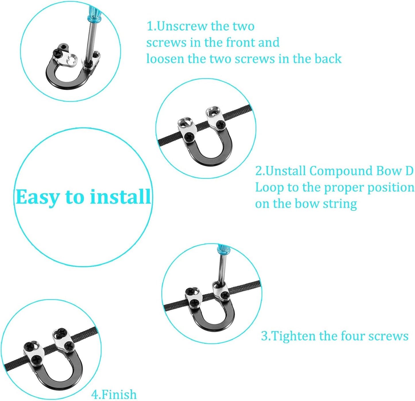 Sumind Archery D Loop - Metal U Nock D Ring Buckle Release with Screwdrivers | 2 Sets for Hunting