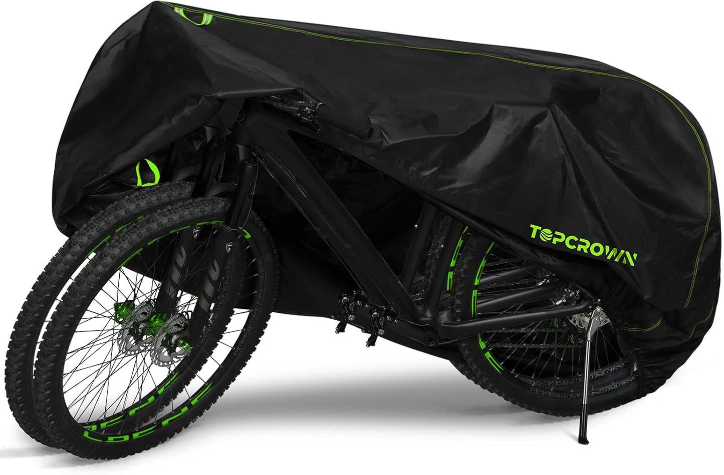 Topcrown Waterproof Bike Cover - Outdoor Protection for 2 Bikes | UV, Dust & Wind Proof, XXL Black & Green