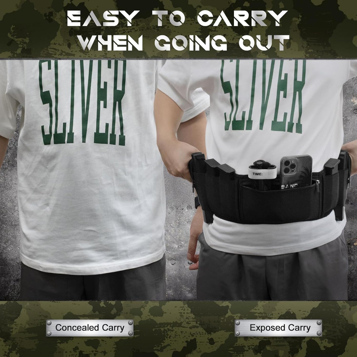 Skiennix Belly Band Holster - Ambidextrous Concealed Carry for Most Pistols & Revolvers | Comfortable Fit