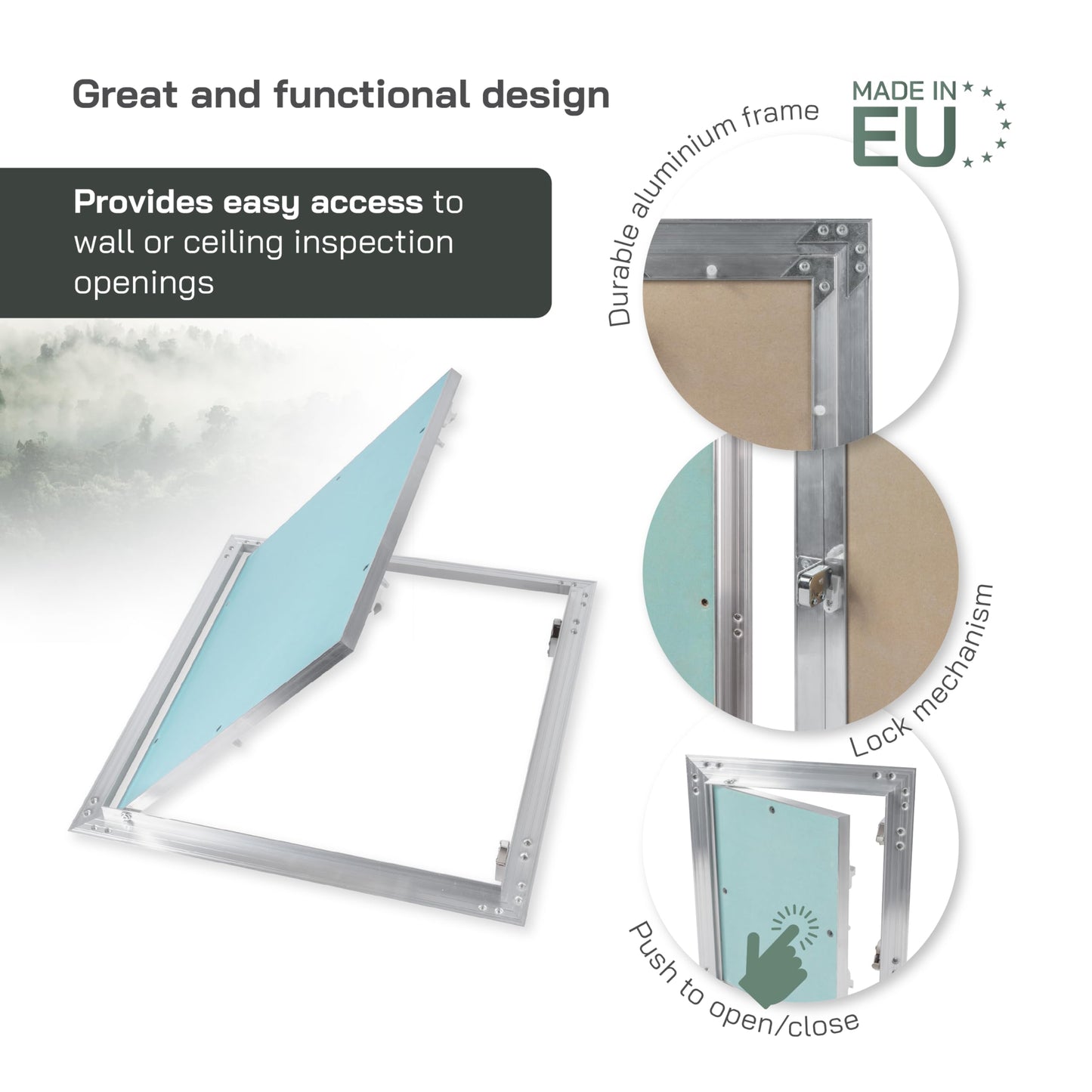 Vent Systems 16" x 16" Inch Access Panel - Drywall, Wall, Electrical, Plumbing Cover Plate - Ceiling, Wall Mount Drywall Access Panel - Metal Crawl Space Door for Home, Garage, Basement, Attic