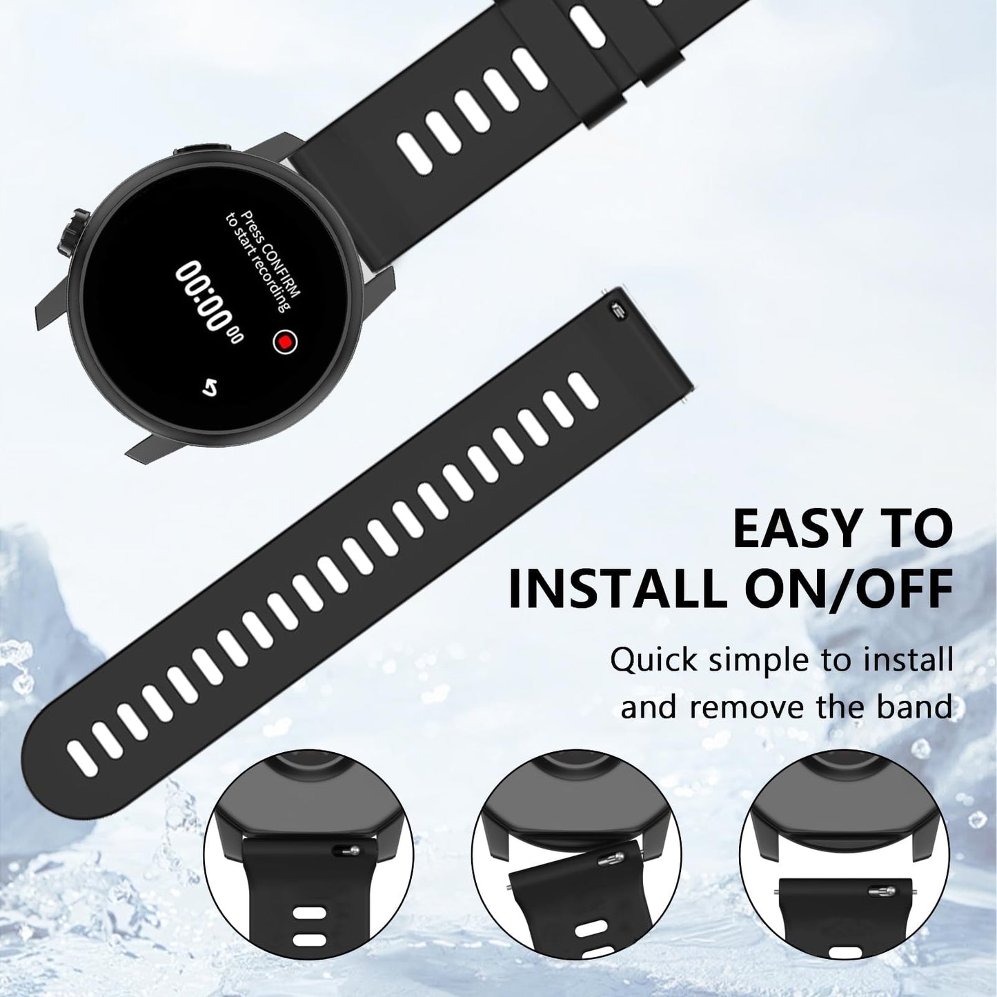 XIDESSEN 4 Pack Silicone Bands Compatible With COROS Pace 3/4,COROS Pace Pro/Apex 2 PRO/Apex PRO/Apex 4 42mm,Sports Beathable Silicone Replacement Watch Strap for Men Women