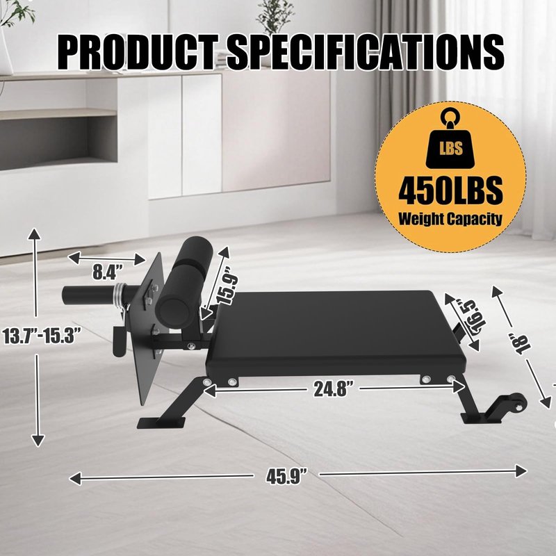 Garvee Nordic Curl Machine,Hamstring & Glute Bench Adjustable with Wheels, Nordic Bench for Home Gym,Black