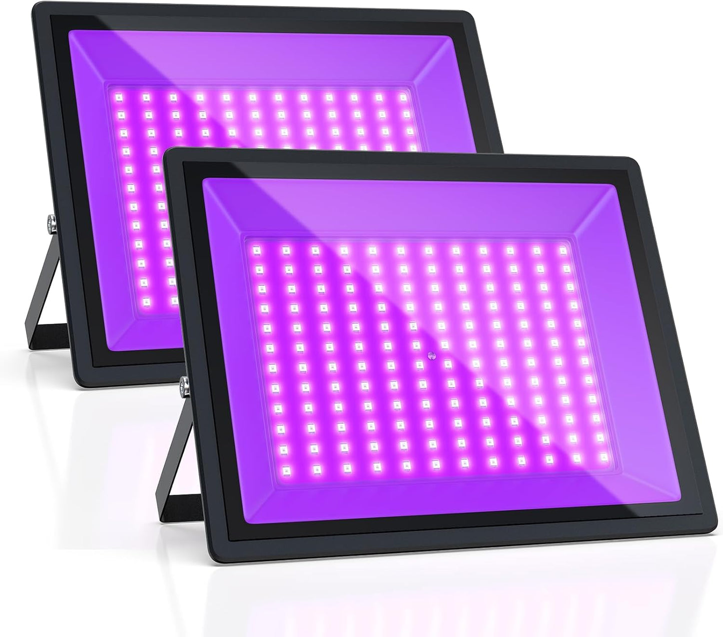 150W UV Black Light LED Lamps - 2 Pack, Waterproof for Neon Glow Parties & Holiday Decor