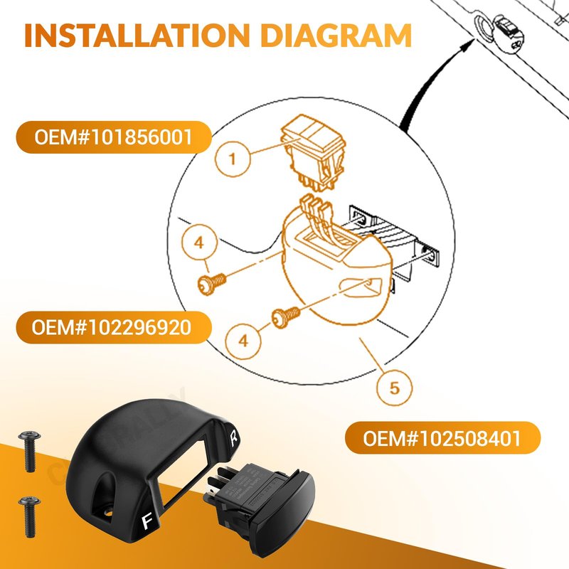 CLUBRALLY Golf Cart Forward Reverse Rocker Switch and Housing Kit, Fit for Electric Club Car Precedent, Tempo, Onward, OEM#101856002, 102508401