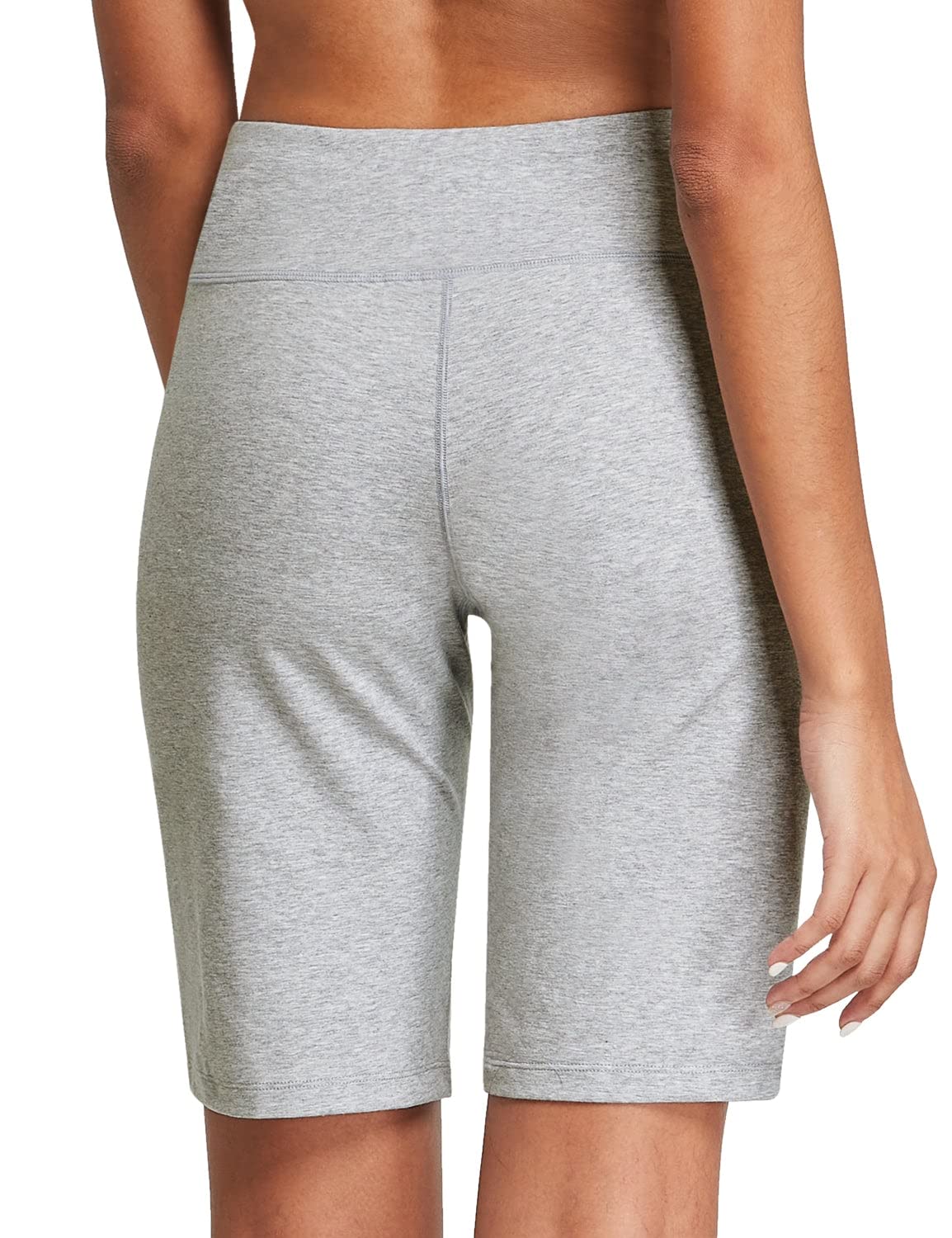 baleaf Women's Bermuda Long Shorts 10" Knee Length High Rise Athletic Shorts with Pockets Pull On Workout Walking Running Summer Light Gray L