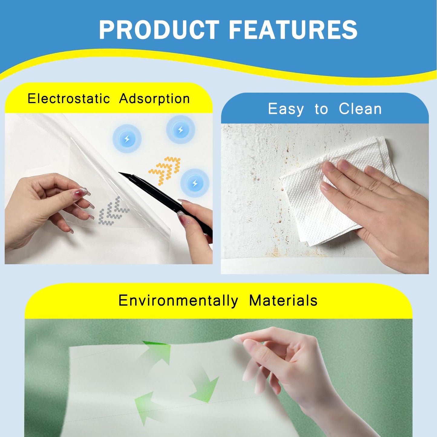 Clear Wall Protector, 15.7in*32.8ft Adhesive-Free Cover for Kitchen & Office from Bin, Chair Back, Furniture, Door, Pet, Electrostatic Wall Protective Film