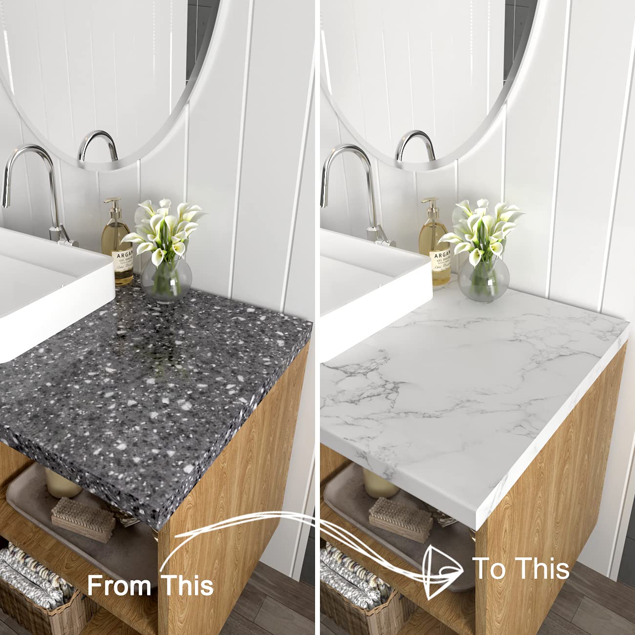 Decotalk 30"x400" Marble Contact Paper Peel and Stick White Marble Contact Paper Waterproof Marble Contact Paper for Counter Top Marble Wallpaper Removable Wallpaper for Bedroom Marble Vinyl Wrap