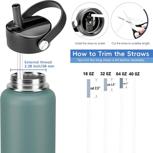 Hydro Flask Straw Lid - Replacement Cap for Wide Mouth Bottles | Fits 12-40 oz - Black/White